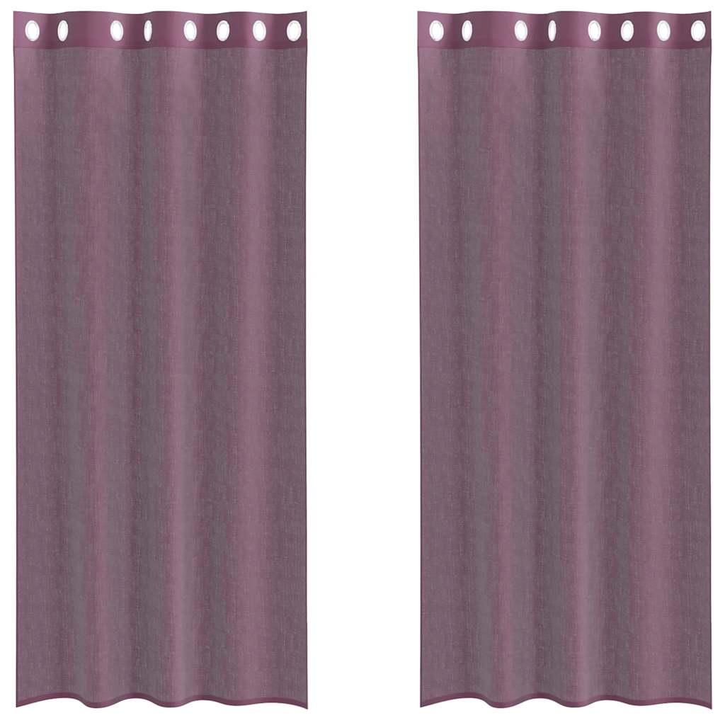 Vidaxx rideaux voile avec œillets 2 pcs 140x225 cm violet