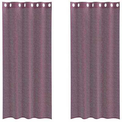 Vidaxx rideaux voile avec œillets 2 pcs 140x245 cm violet