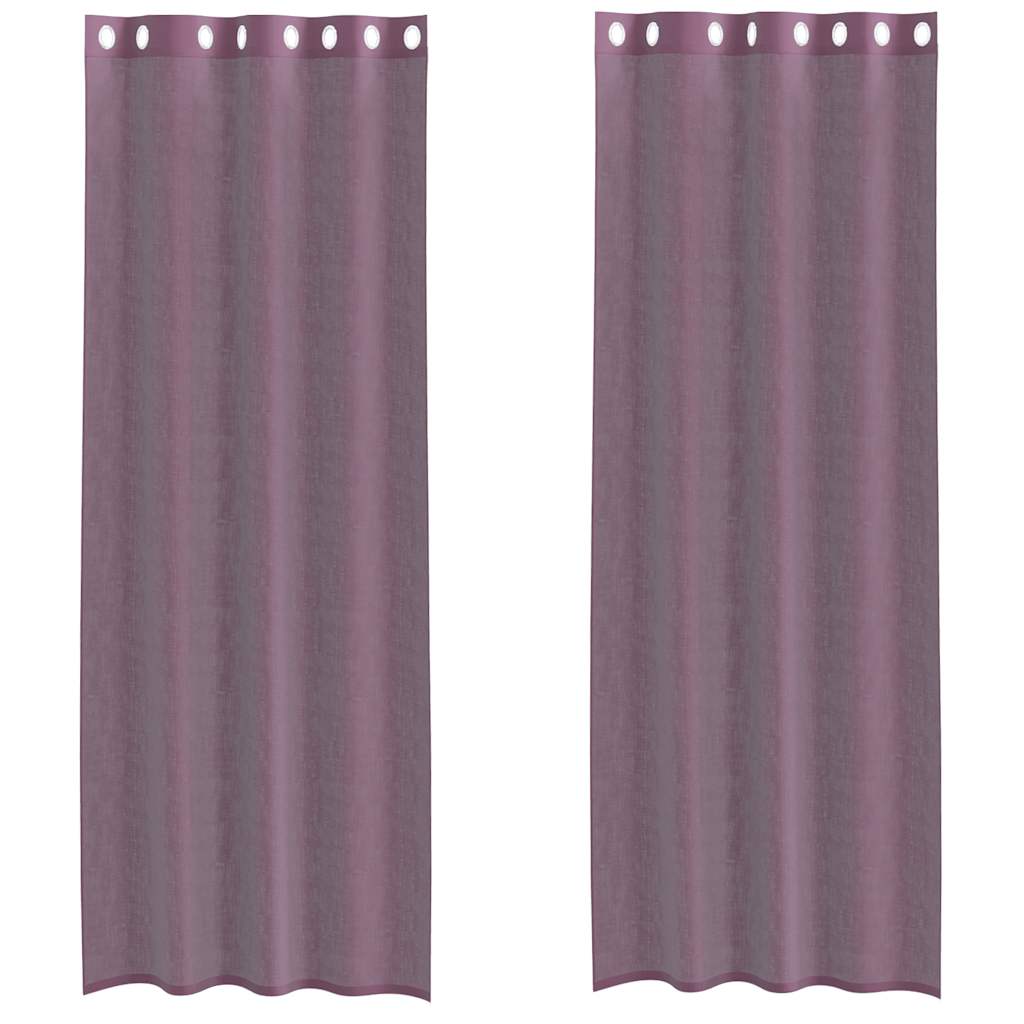 Vidaxx rideaux voile avec œillets 2 pcs violet 140x260 cm