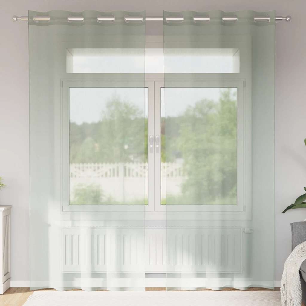 Vidaxx rideaux voile avec œillets 2 pcs 140x245 cm gris clair