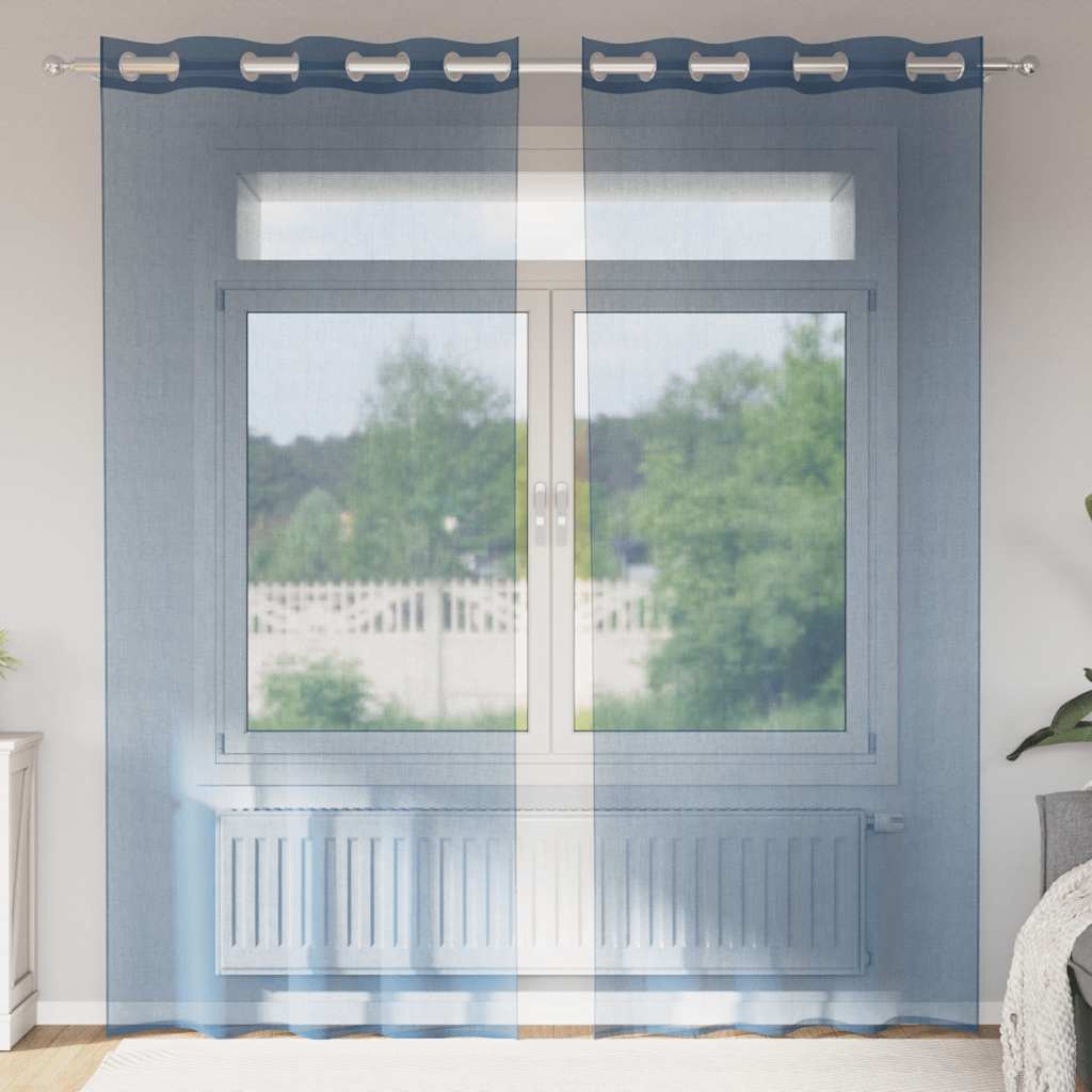 Vidaxl rideaux voile avec œillets 2 pcs bleu royal
