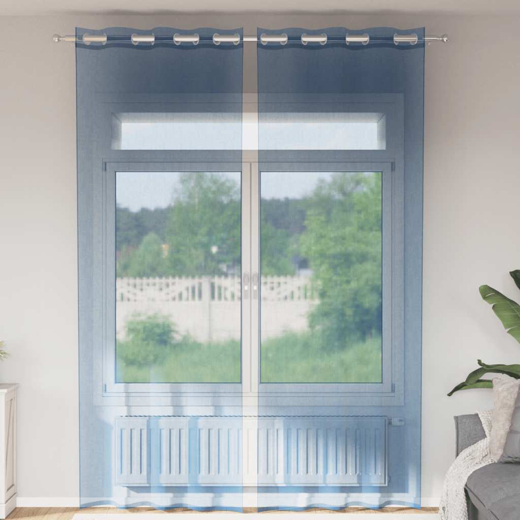 Vidaxl rideaux voile avec œillets 2 pcs bleu royal