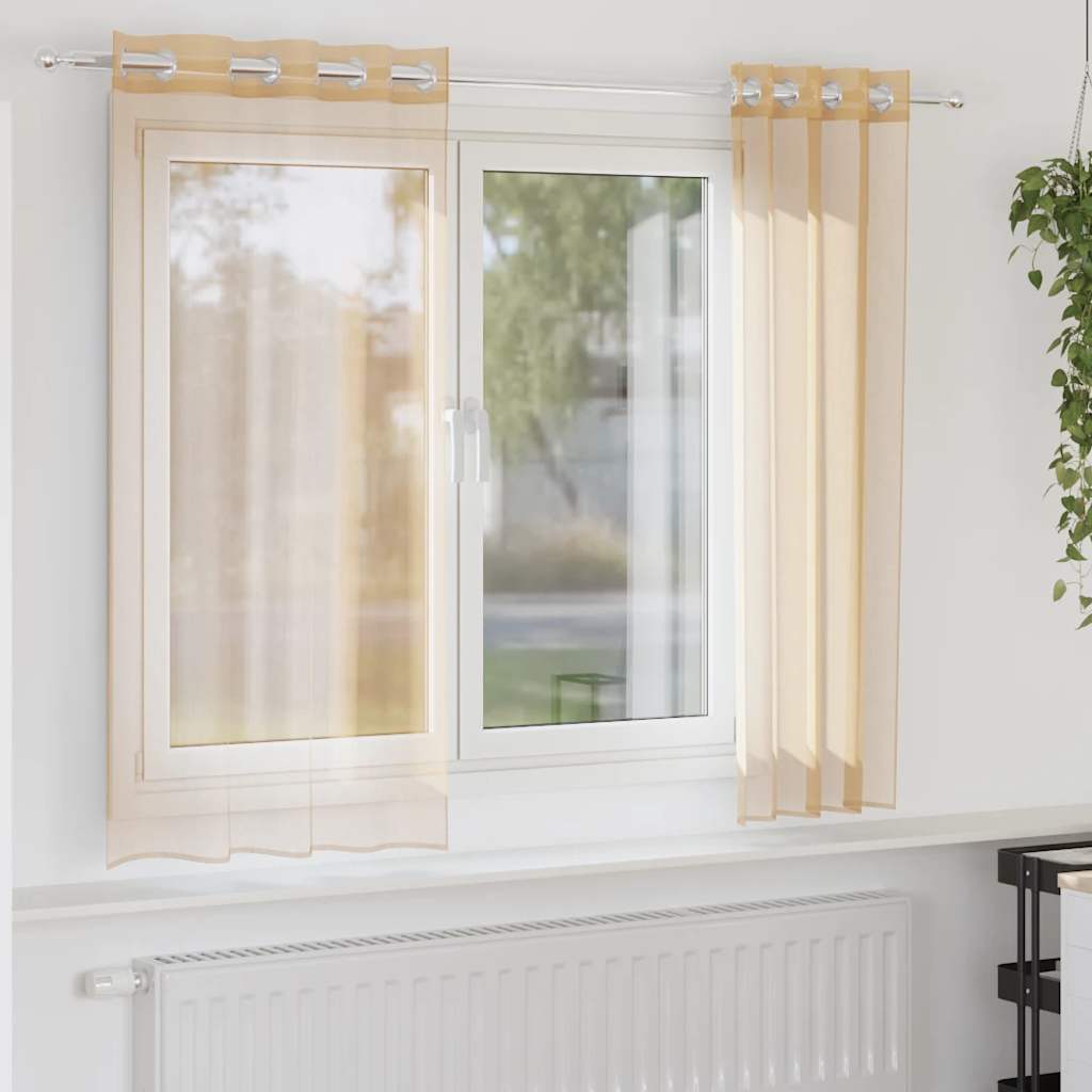Vidaxl rideaux voile avec œillets 2 pcs sable