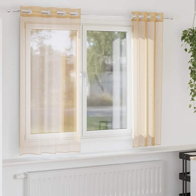 Vidaxl rideaux voile avec œillets 2 pcs sable