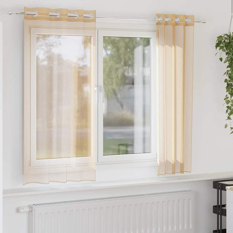 Vidaxl rideaux voile avec œillets 2 pcs sable