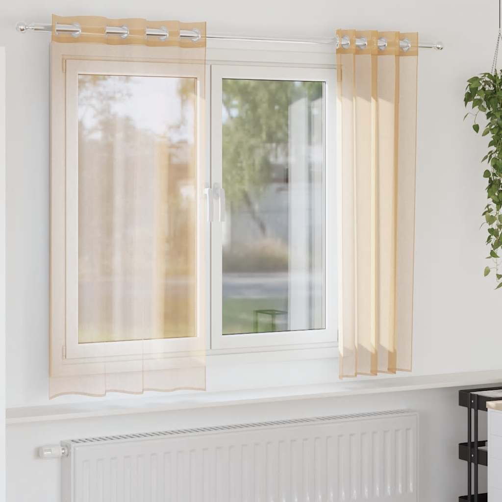 Vidaxl rideaux voile avec œillets 2 pcs sable