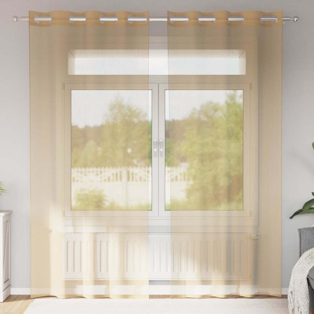 Vidaxl rideaux voile avec œillets 2 pcs sable