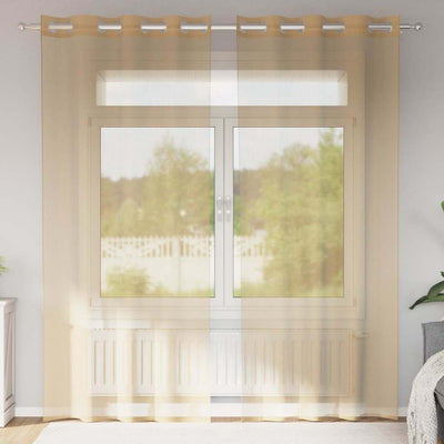 Vidaxl rideaux voile avec œillets 2 pcs sable