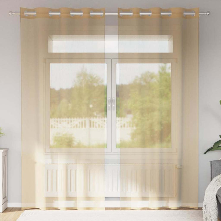 Vidaxl rideaux voile avec œillets 2 pcs sable