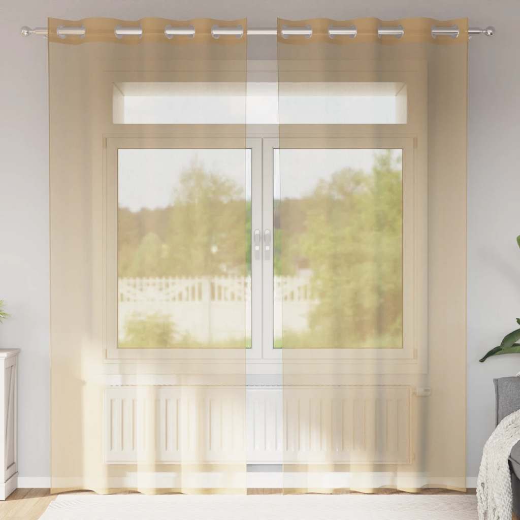 Vidaxl rideaux voile avec œillets 2 pcs sable