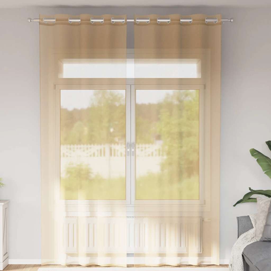 Vidaxl rideaux voile avec œillets 2 pcs sable