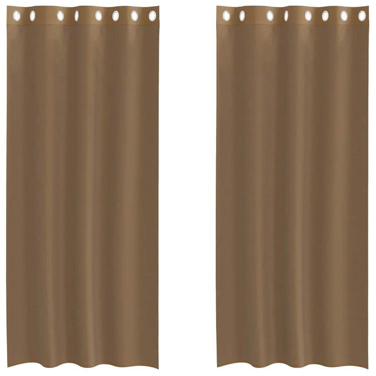 Vidaxl rideaux voile avec œillets 2 pcs marron clair