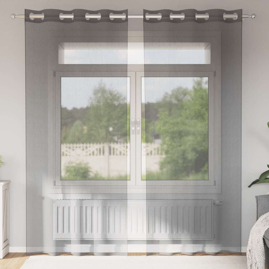 Vidaxl rideaux voile avec œillets 2 pcs marron clair