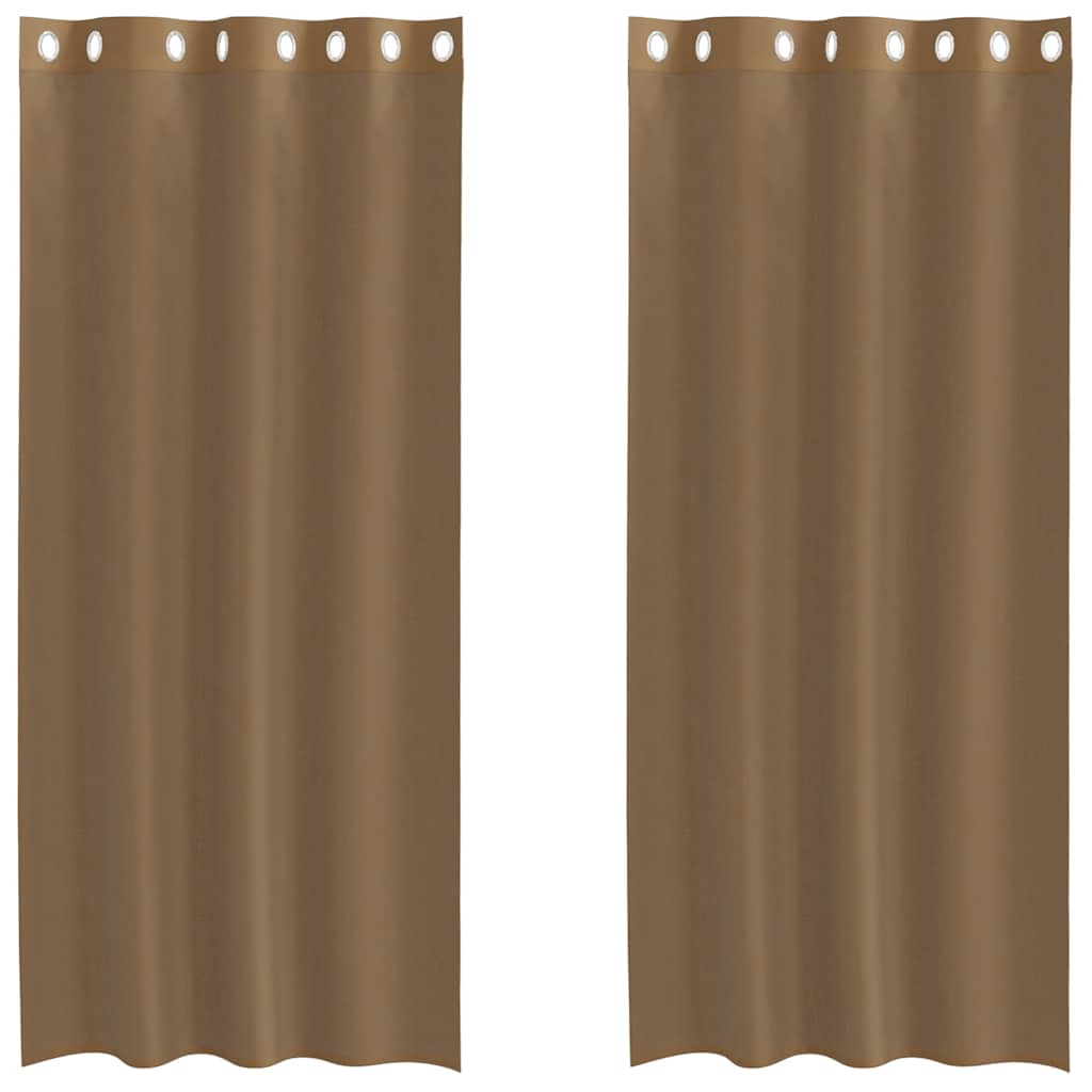 Vidaxl rideaux voile avec œillets 2 pcs marron clair