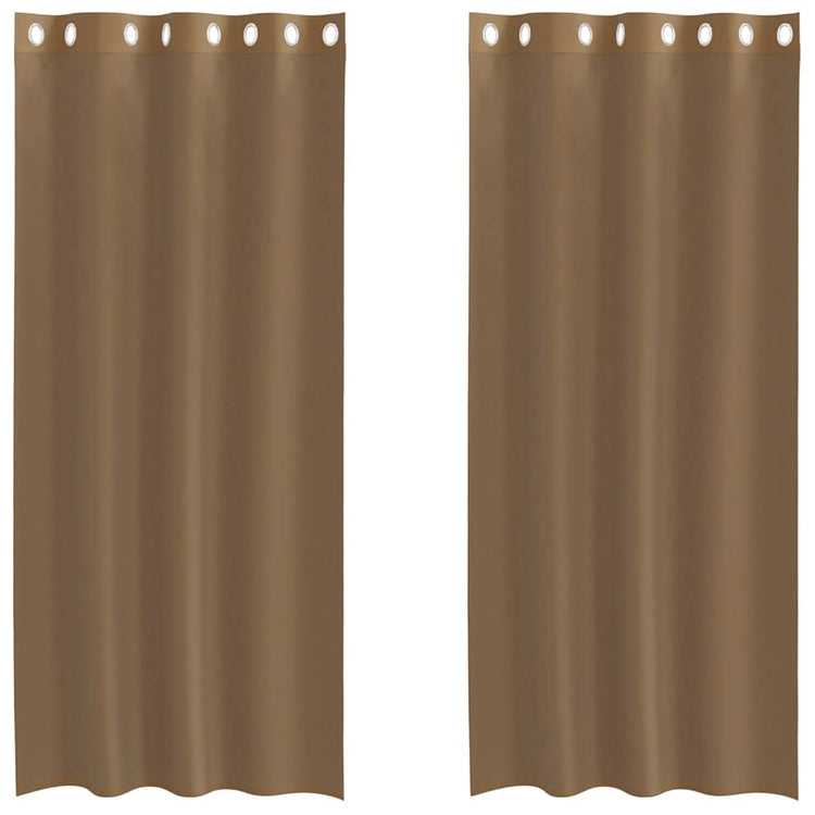 Vidaxl rideaux voile avec œillets 2 pcs marron clair