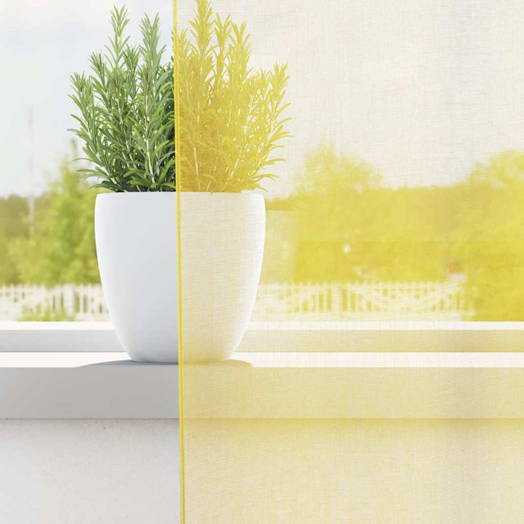 Vidaxl rideaux voile avec œillets 2 pcs jaune