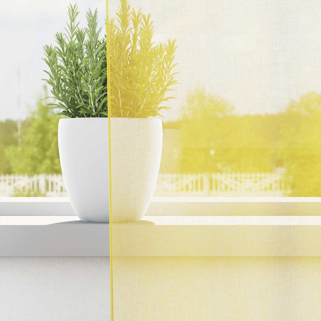 Vidaxl rideaux voile avec œillets 2 pcs jaune