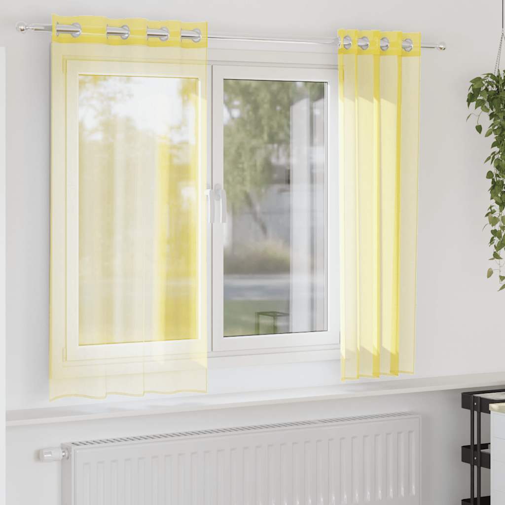 Vidaxl rideaux voile avec œillets 2 pcs jaune