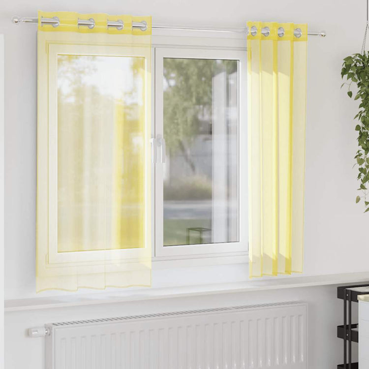 Vidaxl rideaux voile avec œillets 2 pcs jaune