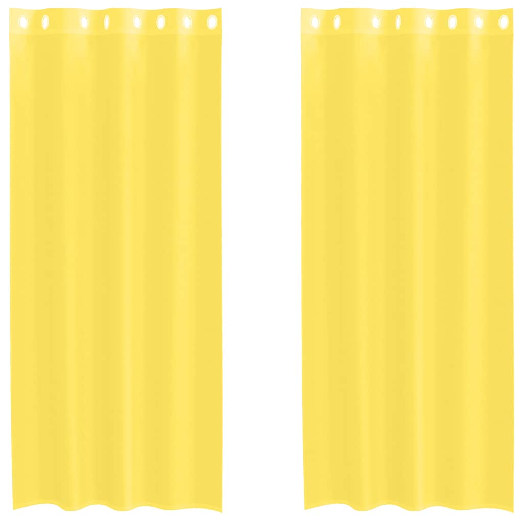 Vidaxl rideaux voile avec œillets 2 pcs jaune