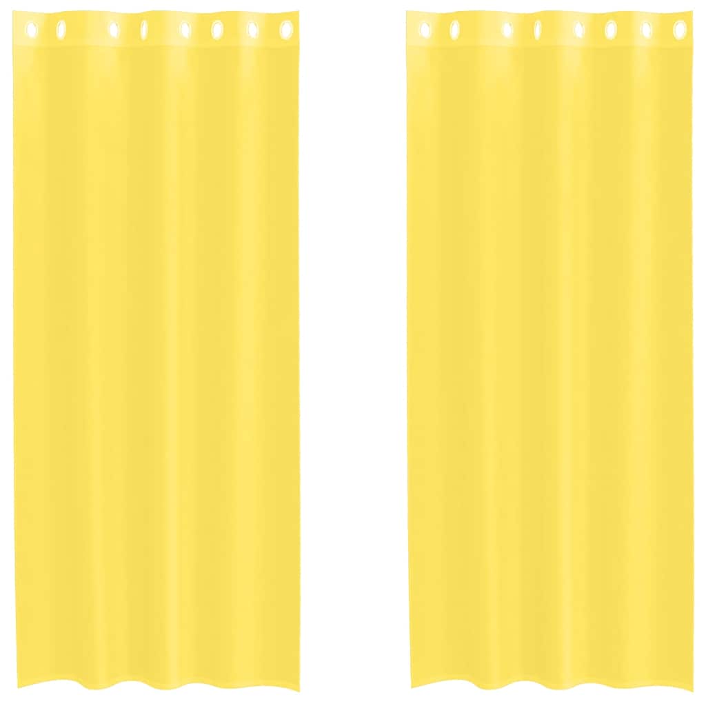 Vidaxl rideaux voile avec œillets 2 pcs jaune