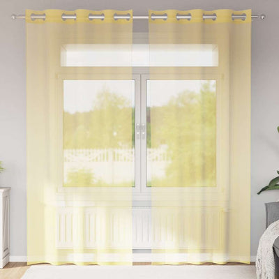 Vidaxl rideaux voile avec œillets 2 pcs jaune