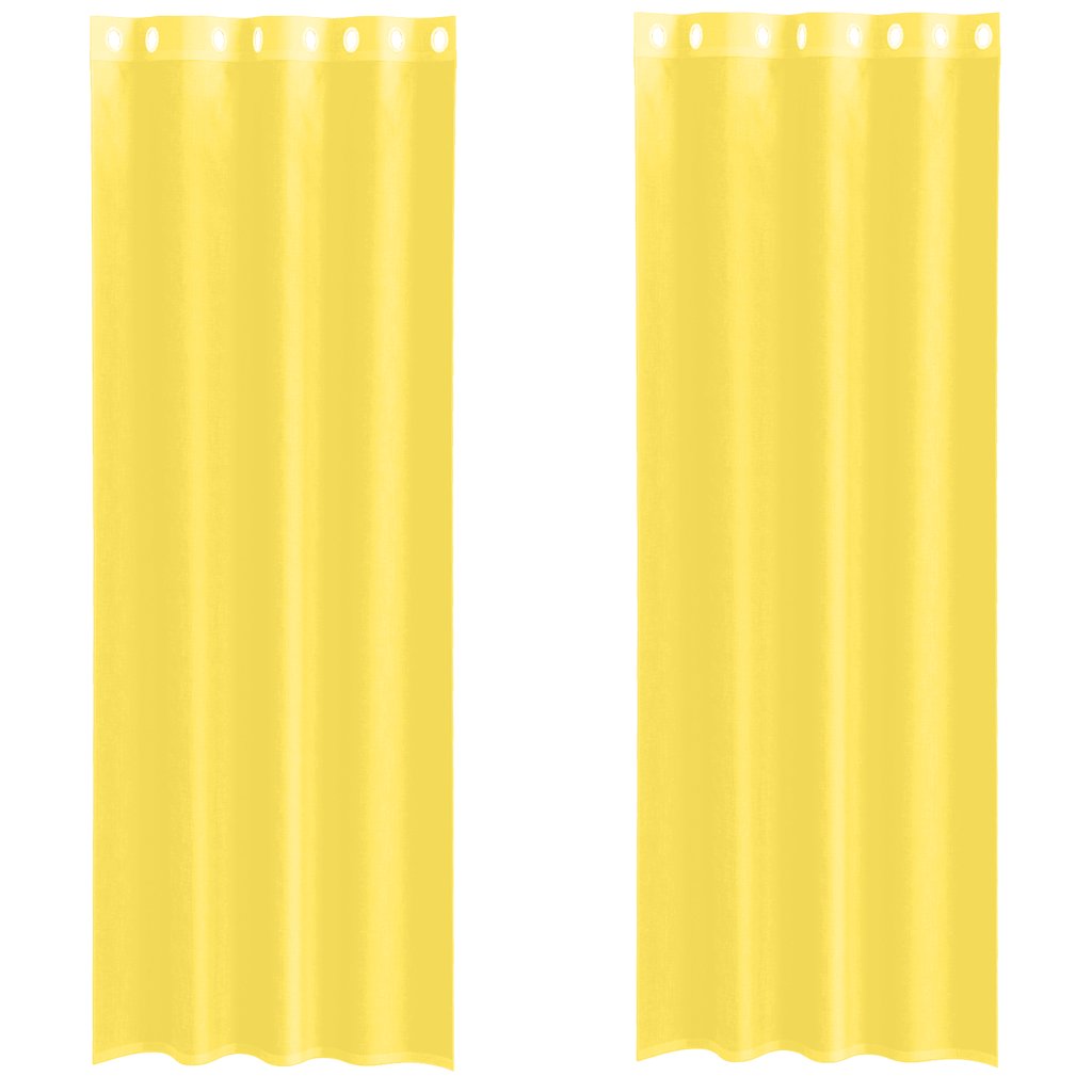 Vidaxl rideaux voile avec œillets 2 pcs jaune