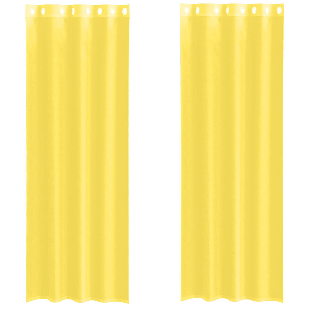 Vidaxl rideaux voile avec œillets 2 pcs jaune
