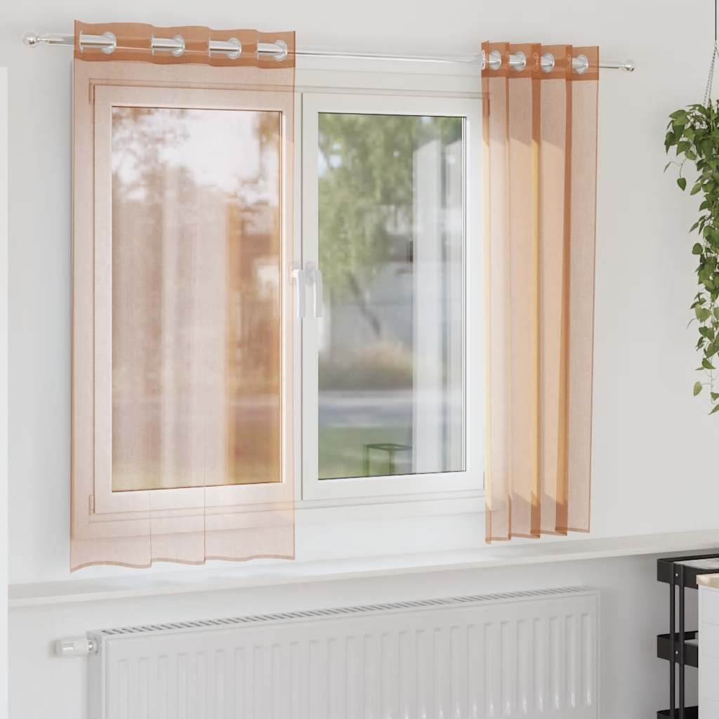 Vidaxl rideaux voile avec œillets 2 pcs terre cuite