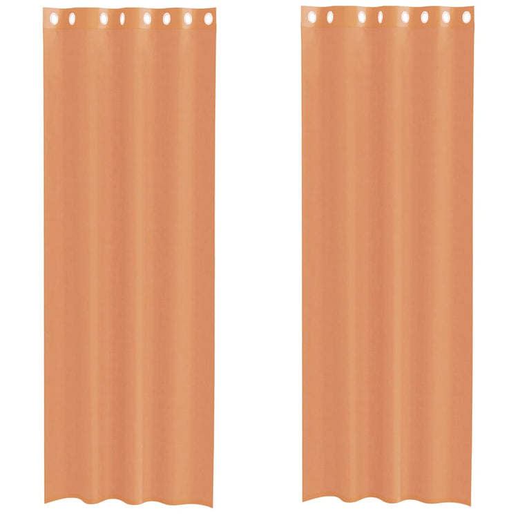 Vidaxl rideaux voile avec œillets 2 pcs terre cuite