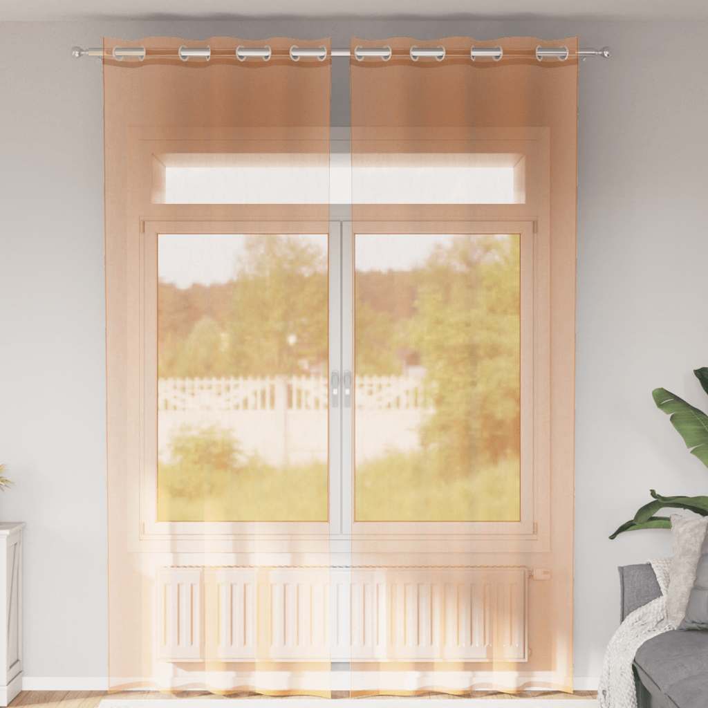 Vidaxl rideaux voile avec œillets 2 pcs terre cuite