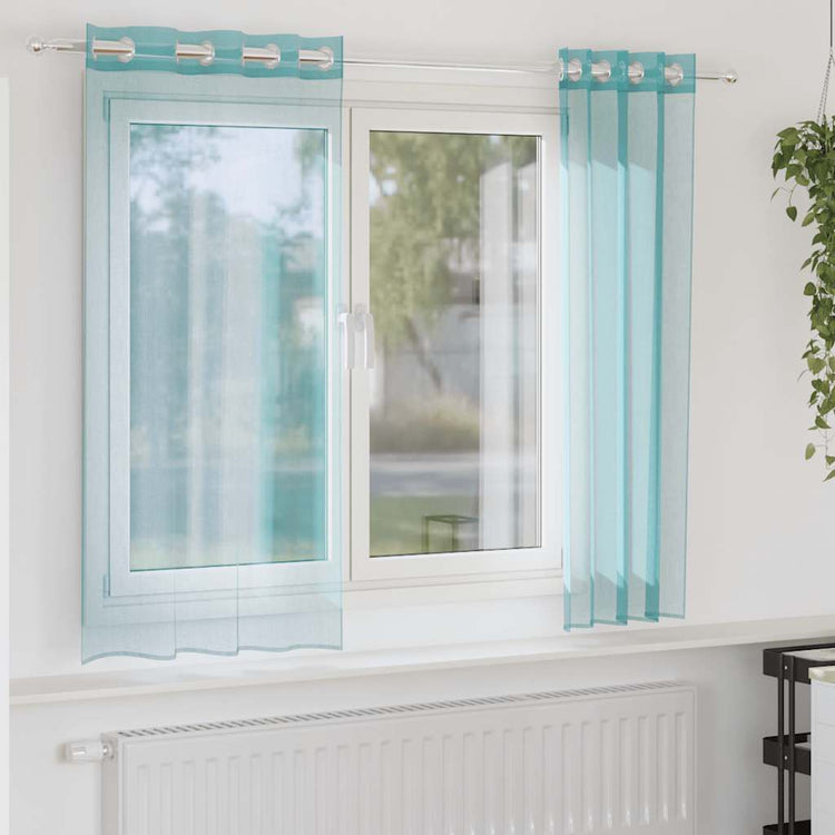 Vidaxl rideaux voile avec œillets 2 pcs turquoise