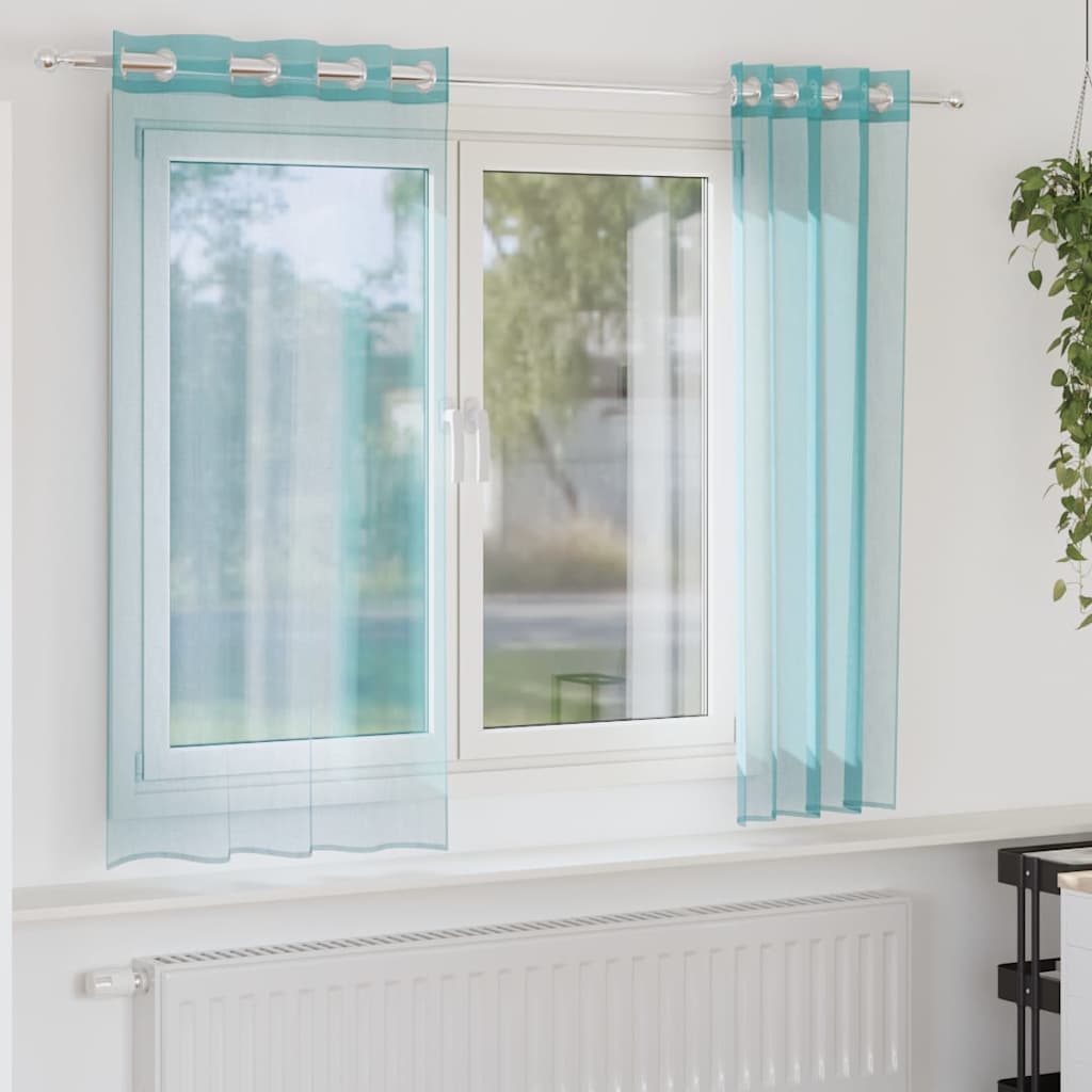 Vidaxl rideaux voile avec œillets 2 pcs turquoise