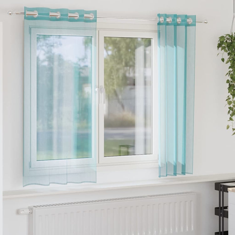 Vidaxl rideaux voile avec œillets 2 pcs turquoise