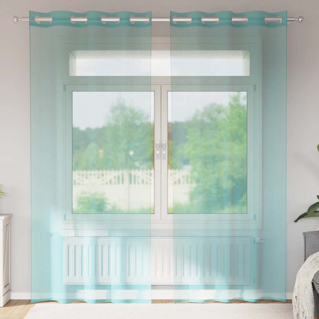 Vidaxl rideaux voile avec œillets 2 pcs turquoise