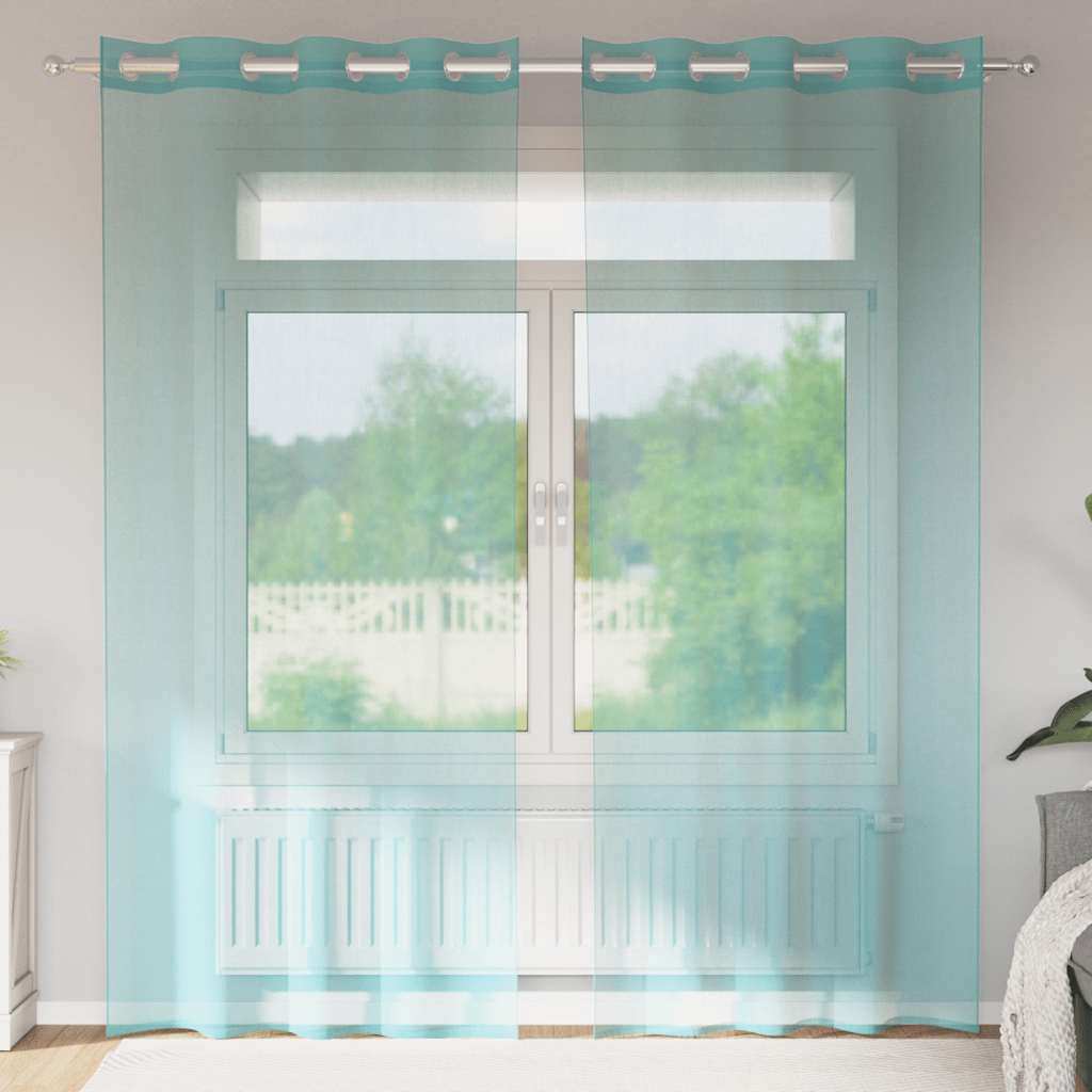Vidaxl rideaux voile avec œillets 2 pcs turquoise