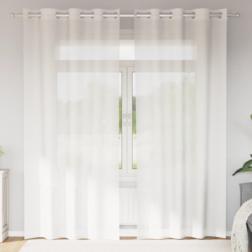 Vidaxl rideaux voile avec œillets 2 pcs blanc