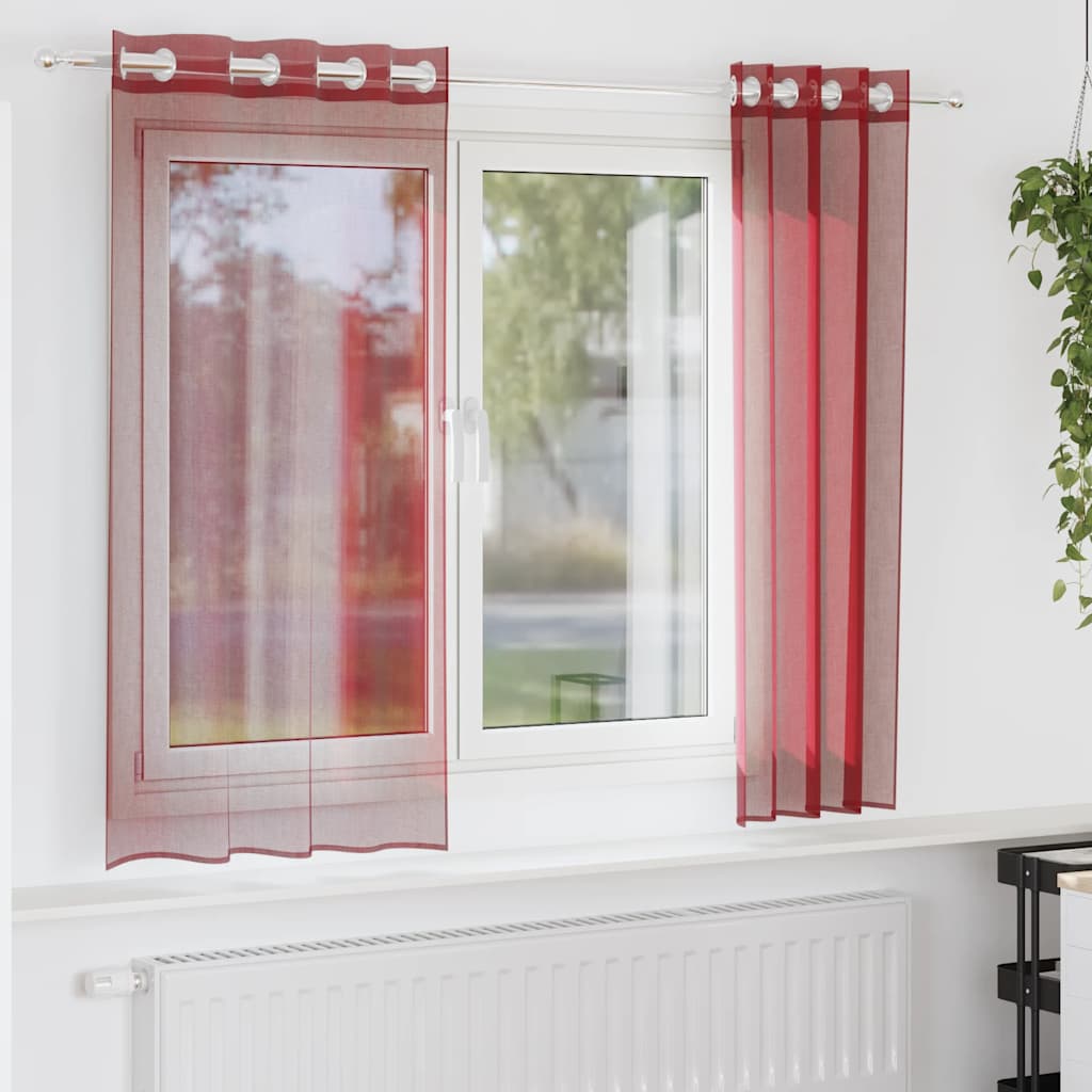 Vidaxx rideaux voile avec œillets 2 pcs bordeaux