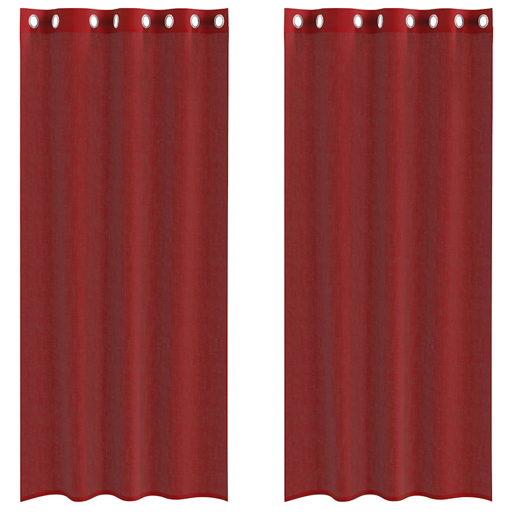 Vidaxx rideaux voile avec œillets 2 pcs bordeaux