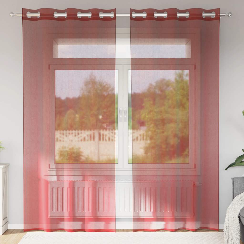 Vidaxx rideaux voile avec œillets 2 pcs bordeaux