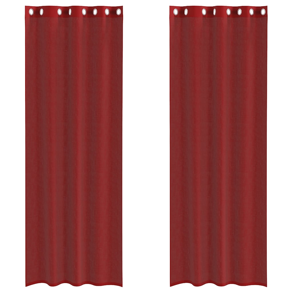 Vidaxx rideaux voile avec œillets 2 pcs bordeaux