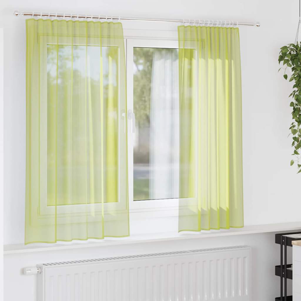 Vidaxl rideaux voile avec passe-tringles 2 pcs vert pomme