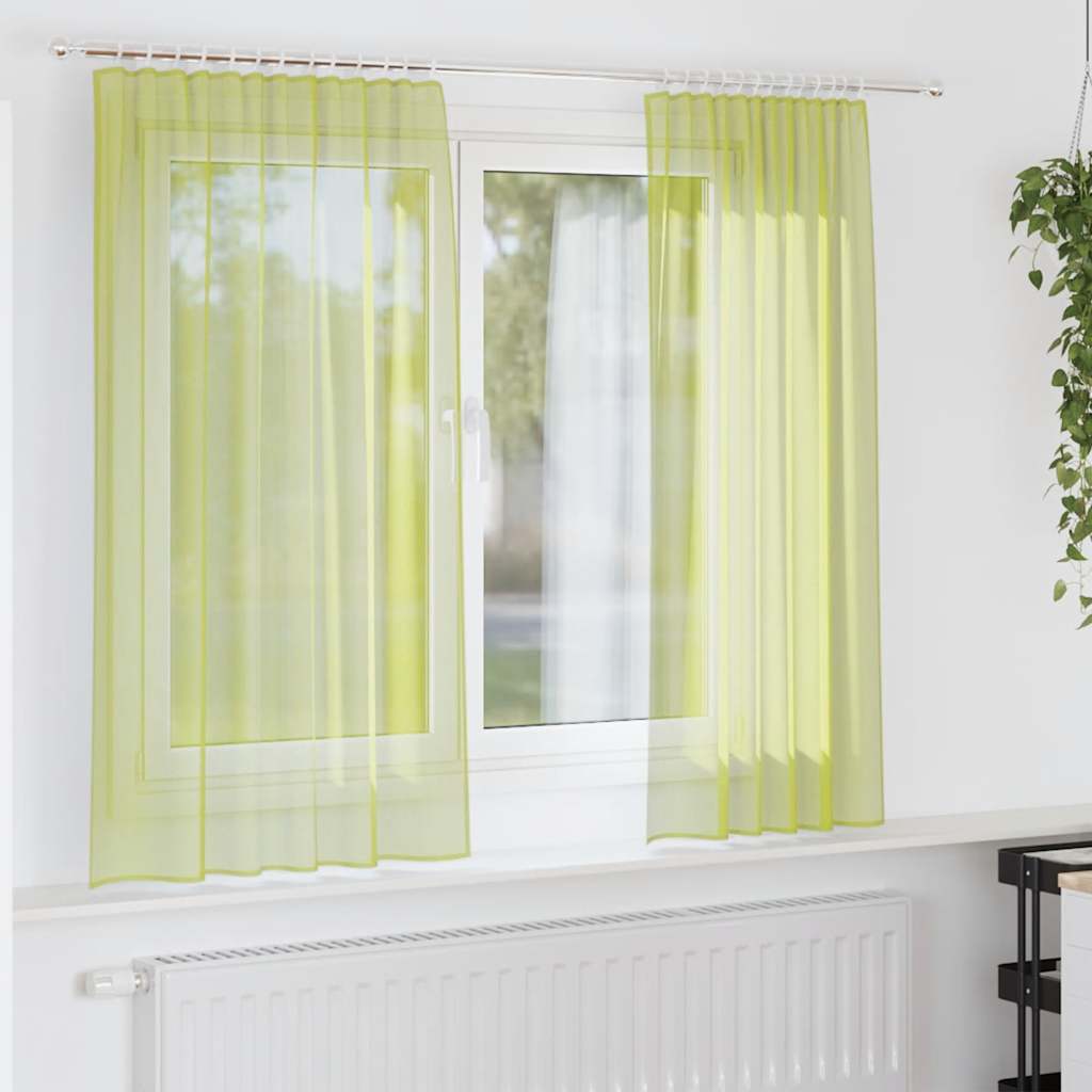 Vidaxl rideaux voile avec passe-tringles 2 pcs vert pomme