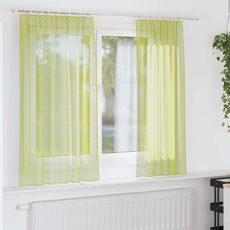 Vidaxl rideaux voile avec passe-tringles 2 pcs vert pomme