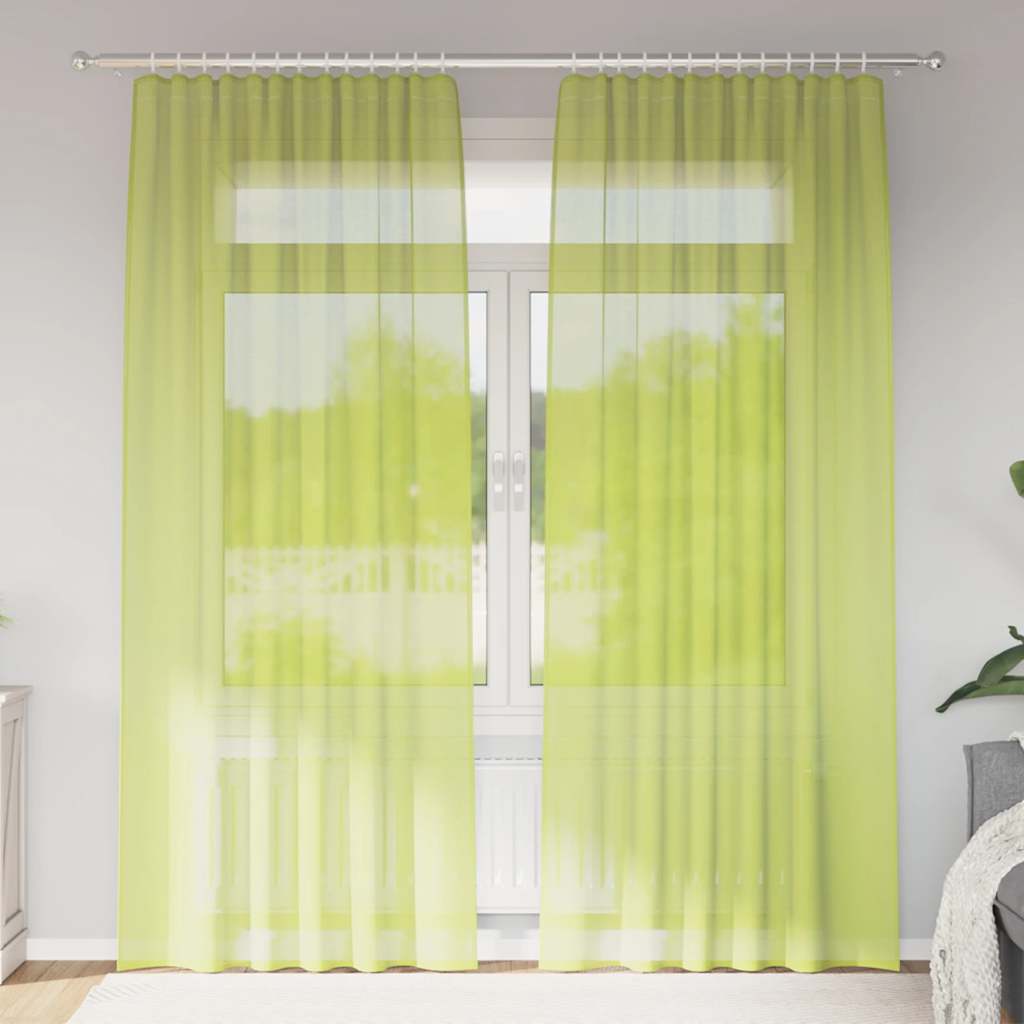 Vidaxl rideaux voile avec passe-tringles 2 pcs vert pomme