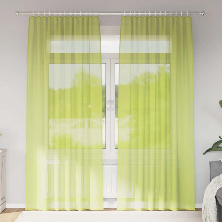 Vidaxl rideaux voile avec passe-tringles 2 pcs vert pomme