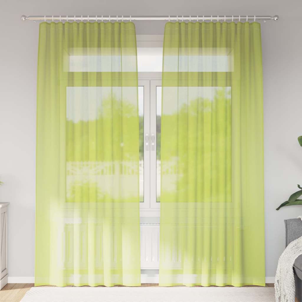 Vidaxl rideaux voile avec passe-tringles 2 pcs vert pomme
