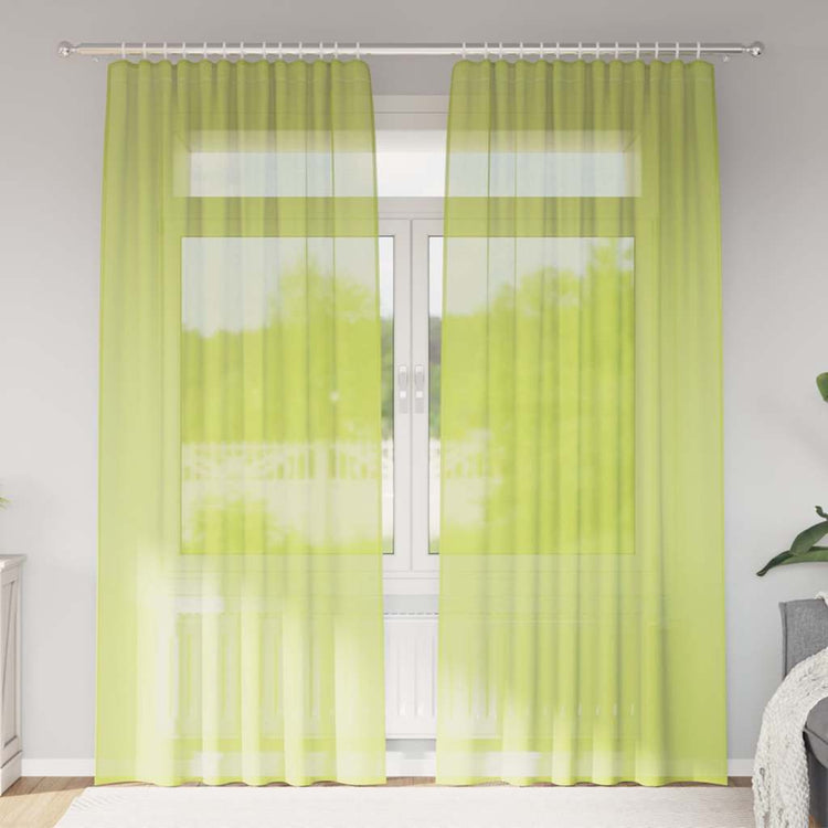 Vidaxl rideaux voile avec passe-tringles 2 pcs vert pomme
