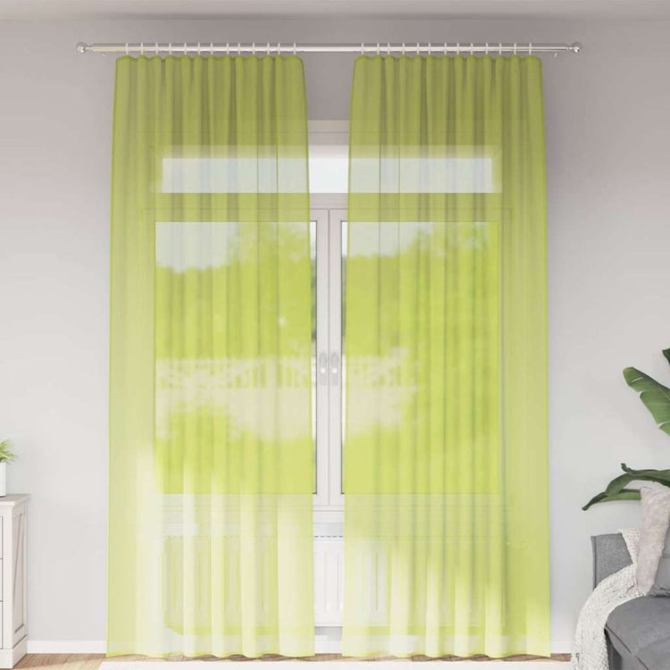 Vidaxl rideaux voile avec passe-tringles 2 pcs vert pomme
