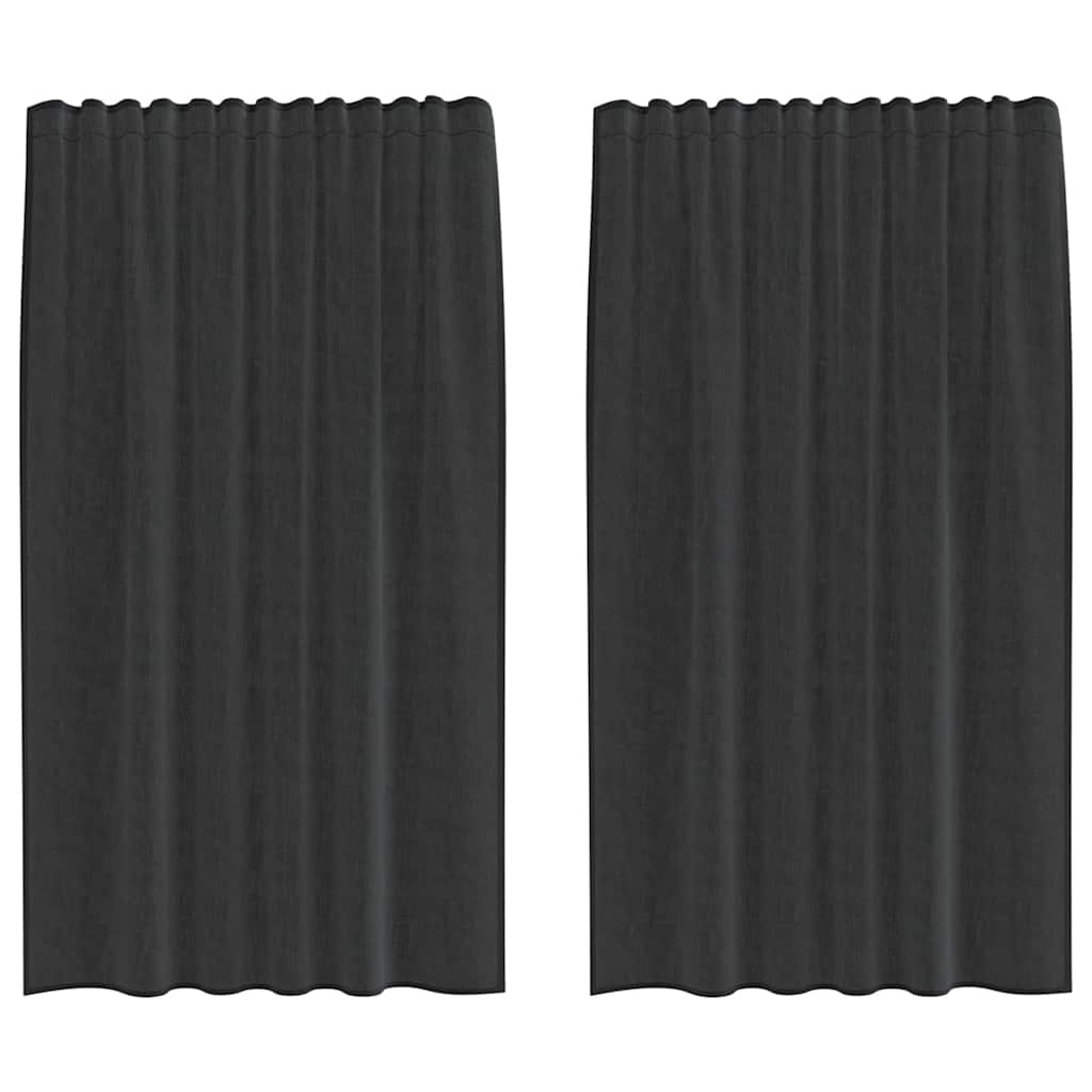Vidaxl rideaux voile avec passe-tringles 2 pcs noir